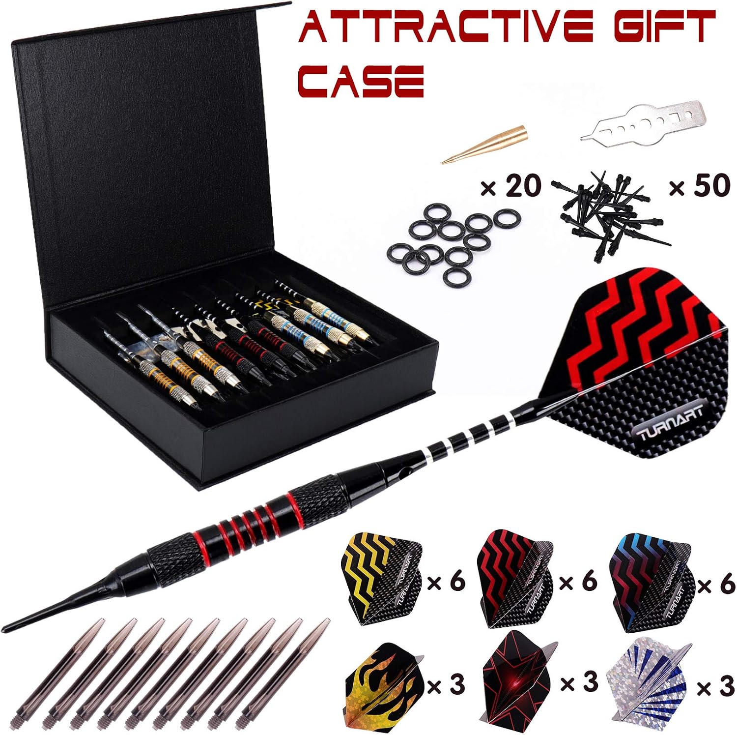 Darts Plastic Tip 9 Pcs 18 Grams Professional Soft Tip | Darts Set for Electronic Dartboard with 50 Extra Tips 9