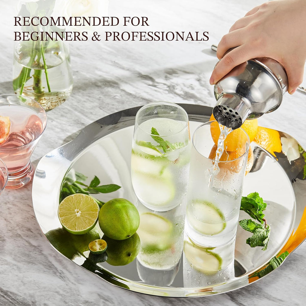 Cocktail Shaker, KITESSENSU 24oz Drink Shaker with Bartender Strainer, Measuring Jigger, Bar Mixing Spoon, Cocktail