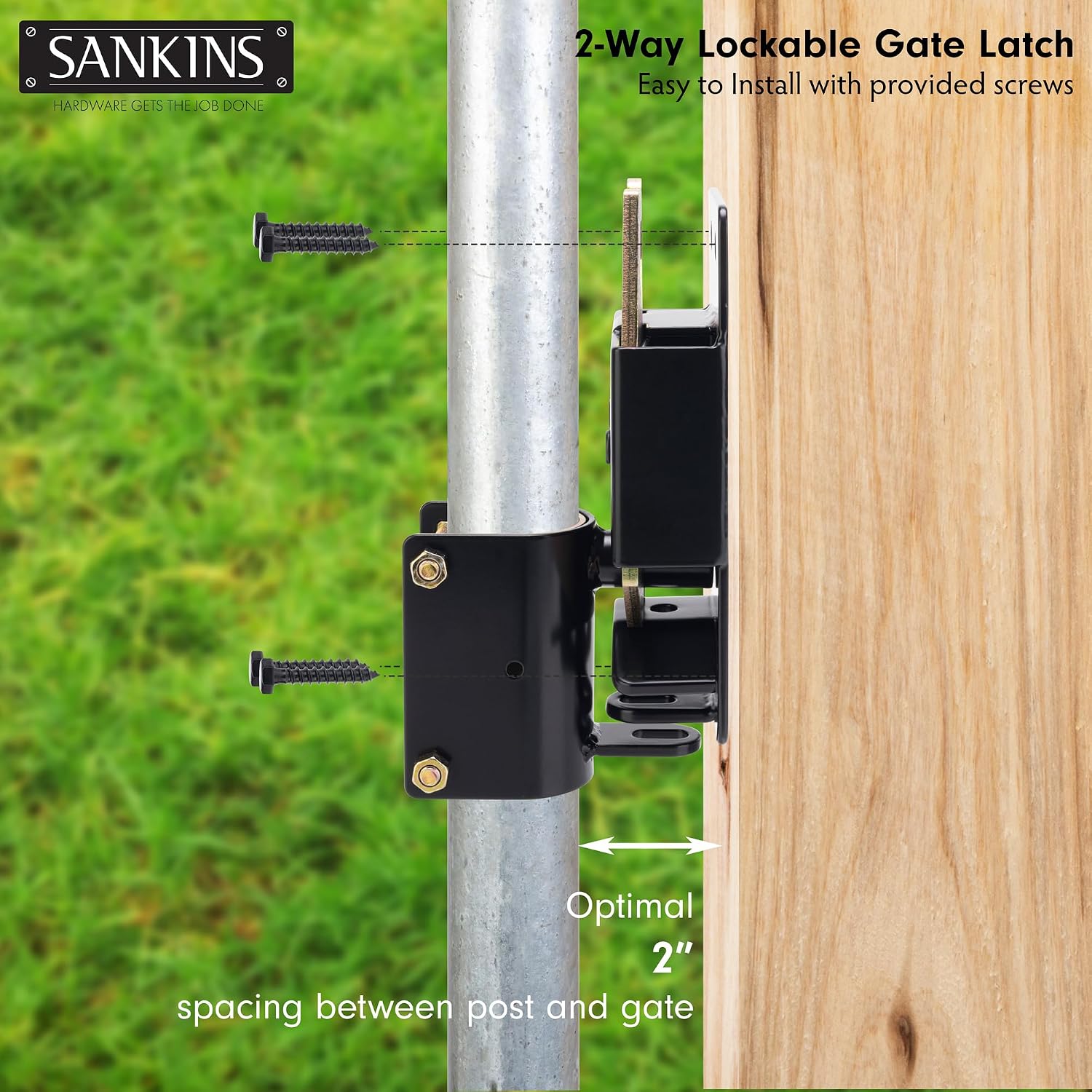 2 Way Heavy Duty Lockable Gate Latch, Black Anti-Sag Farm Gate Latch, Two-Way Livestock Gate Latch Hardware for