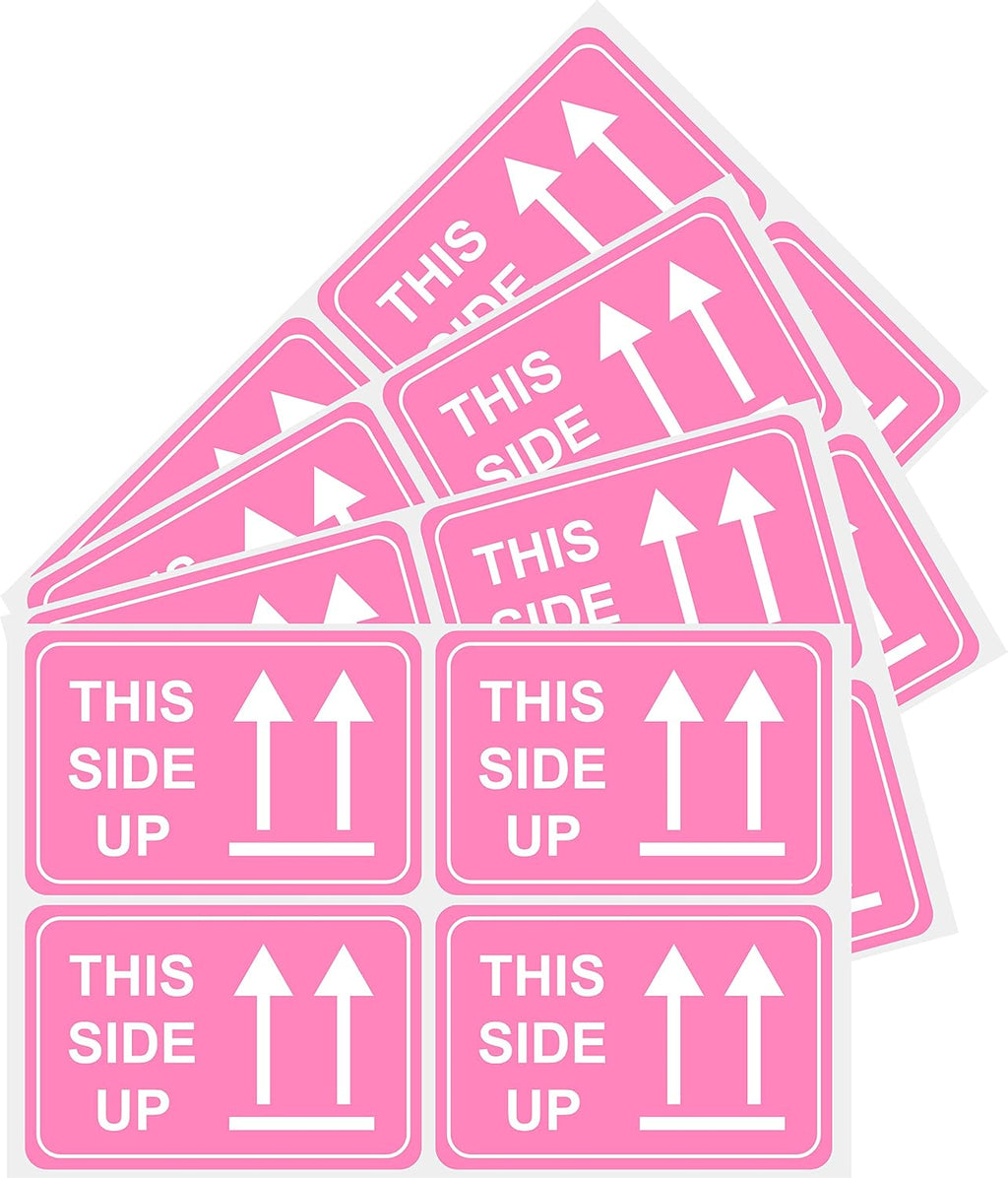 2"x3" 200 PCS Pink This Side Up Stickers for Shipping