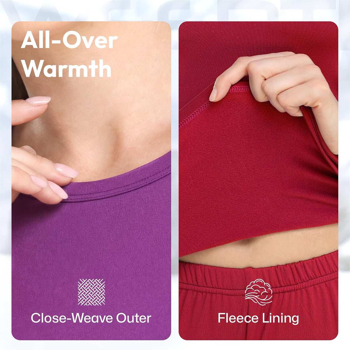 Thermal Underwear for Women Long Johns Set Fleece Lined Winter Cold Weather | Warm Long Sleeve Top & Leggings