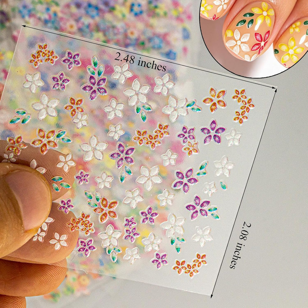 90 Sheets Flower Nail Stickers, 4500+Pcs 3D Daisy Floral Decals