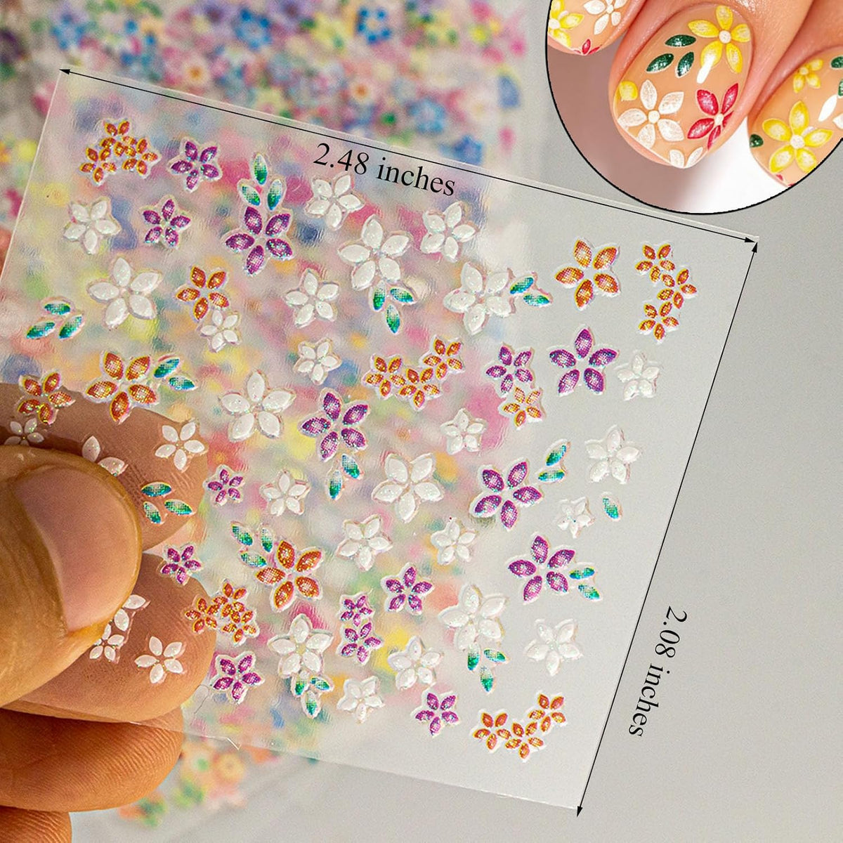 90 Sheets Flower Nail Stickers, 4500+Pcs 3D Daisy Floral Decals