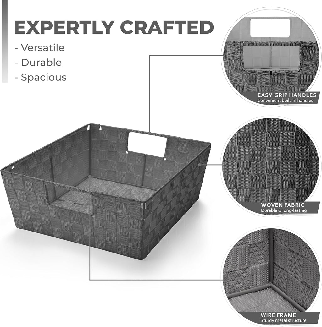 Set of 3 Large Storage Baskets for Organizing, Mesh Hand-Woven Design, Linen Closet Organizers and Storage, Organizer
