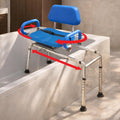 Carousel Sliding Shower Chair Tub Transfer Bench with Swivel Seat, Premium Padded, Pivoting Arms, Adjustable Space