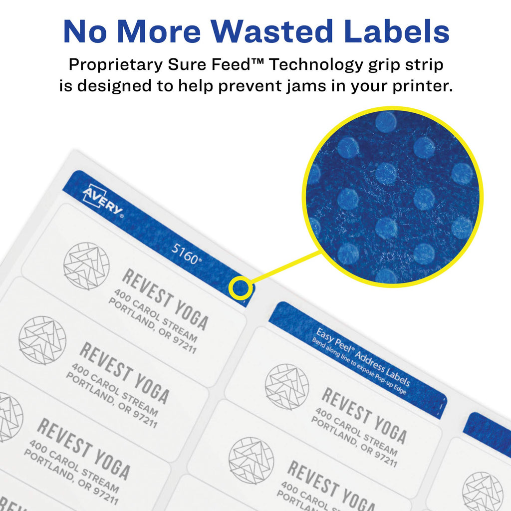 Round Printable Labels, 2.5" Diameter, Matte White, Sure Feed Technology, Laser & Inkjet Compatible, 300 Blank Labels