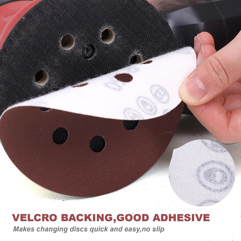 200-Piece 5-Inch Sanding Discs Sandpapers | 8-Hole Hook and Loop, 13 Grades Orbital Sandpaper, Include 40 60 80 100