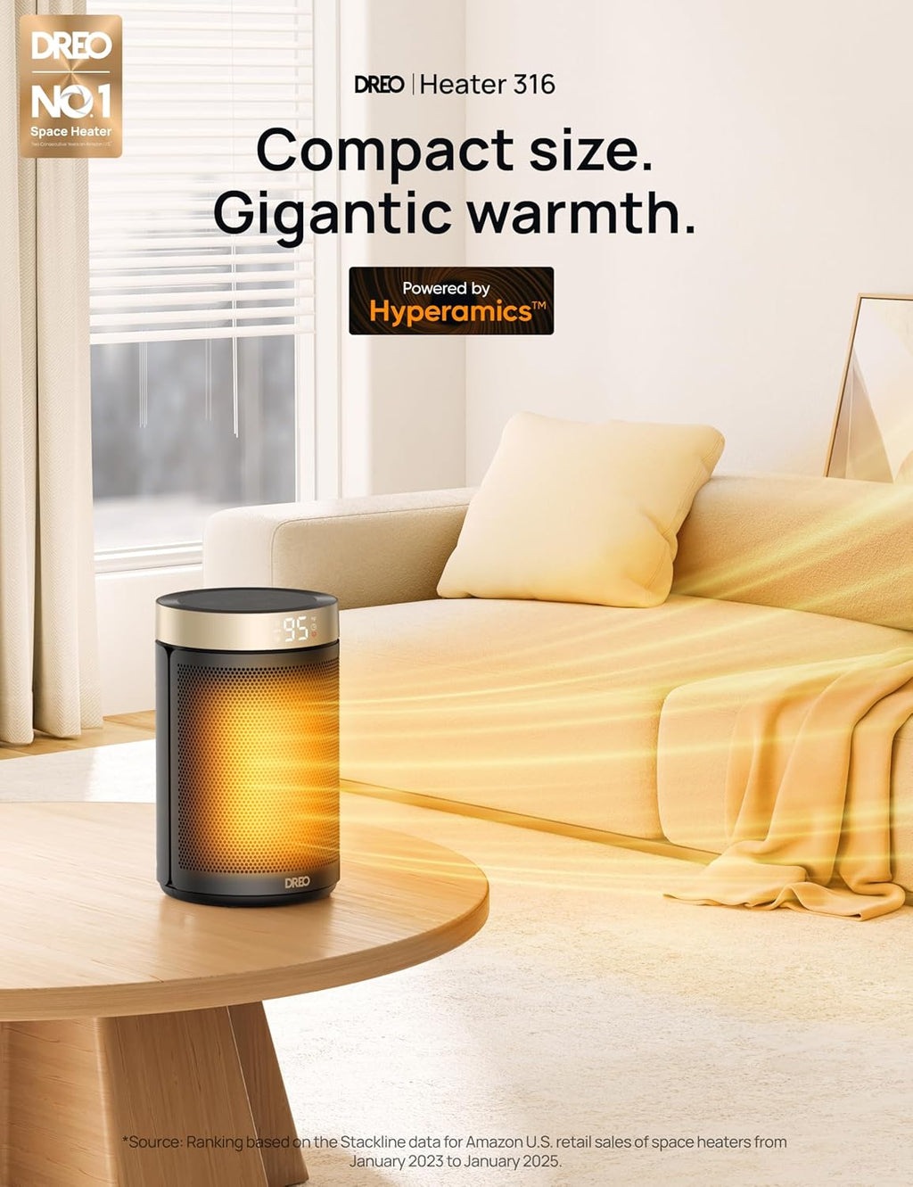 Space Heater, Portable Electric Heaters for Indoor Use with Thermostat | 2026 Upgraded, 34dB Quiet, 12H Timer, 5