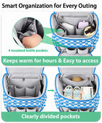 Checkered Diaper Bag Backpack with Changing Pad & Stroller Clips