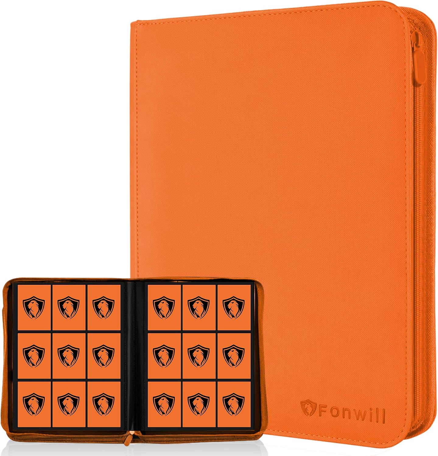 Trading Card Binder 9 Pocket, 360 Pockets Trading Card Holder Book, Premium PU Cover Zip Folder Binder, Side Loading