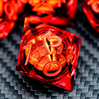 RPG Resin Dice Gazes Eye Dice Red Liquid Core Flaming RPG Sharp Edged Dice Set with Gift Box, Polyhedral RPG Dice