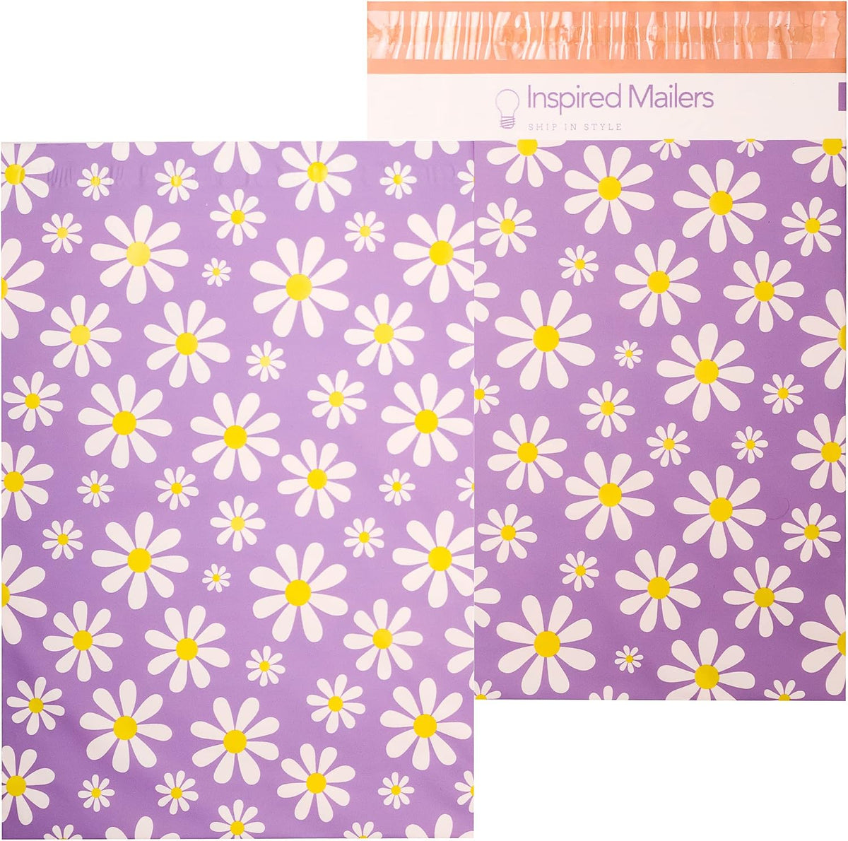 100 Poly Mailers 10x13 - Purple Daisies - Shipping Bags