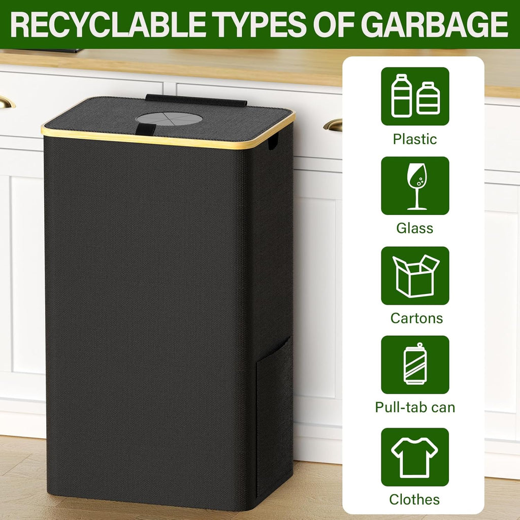 Recycling Bin for Kitchen, 110L 29 Gallon Indoor Home Recycle Bin with Lid and 2 Removable Reusable Inner Bags