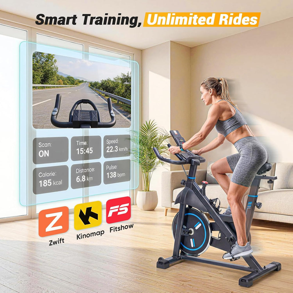Exercise Bike with APP, Stationary Bikes for Home, Workout Bike for Adults & Seniors, Cycle Machine, Adjustable