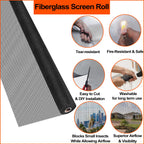 Fiberglass Window Screen Mesh Roll - 48 inch x 100 feet