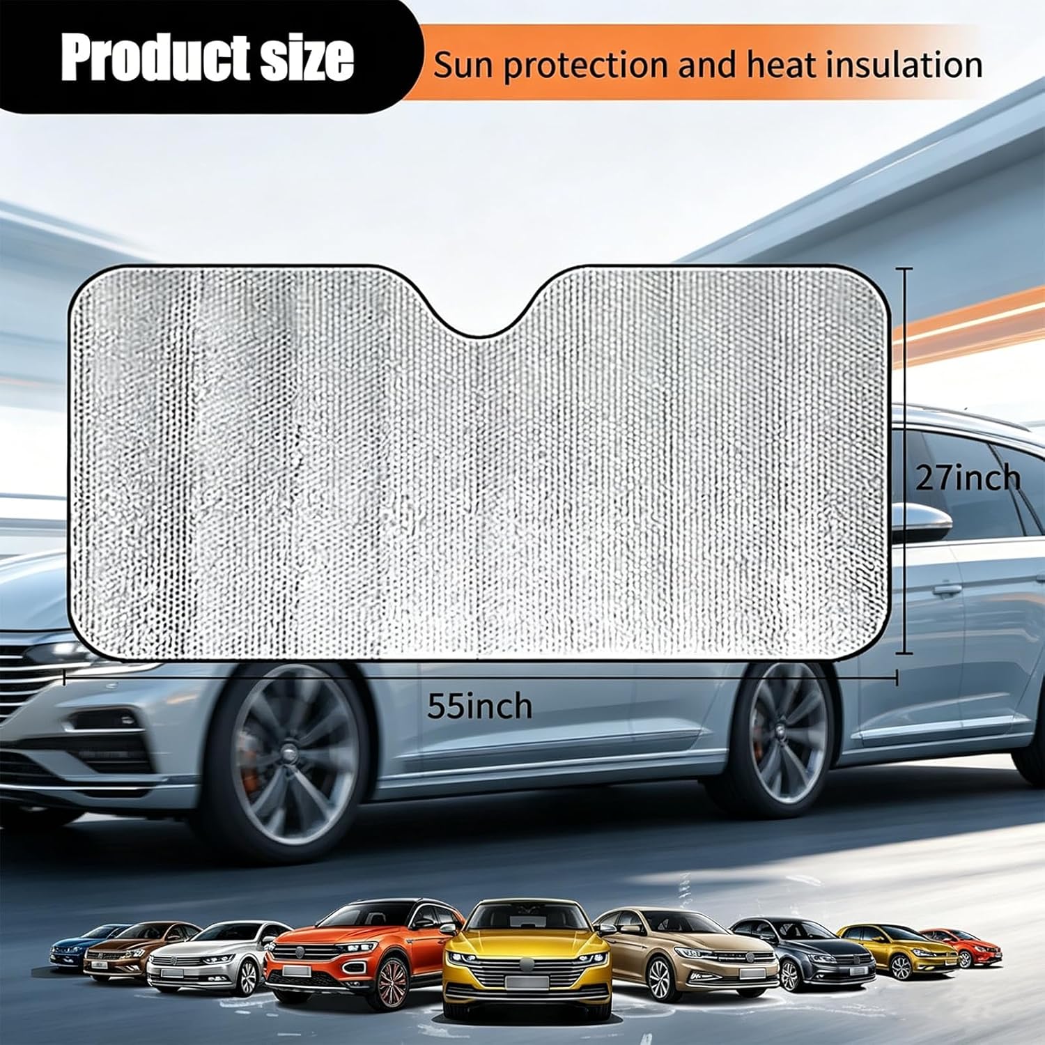 Car Windshield Sun Shade, Double Thickening Bubble Sun Shade, Foldable Front Window Sunshade with Suction Cups