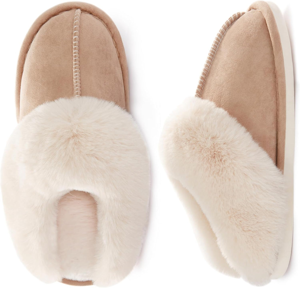 Womens Fuzzy Slippers Memory Foam Warm Cozy Indoor House Shoes | Fluffy, Comfy, Winter, Faux Fur, Indoor Outdoor