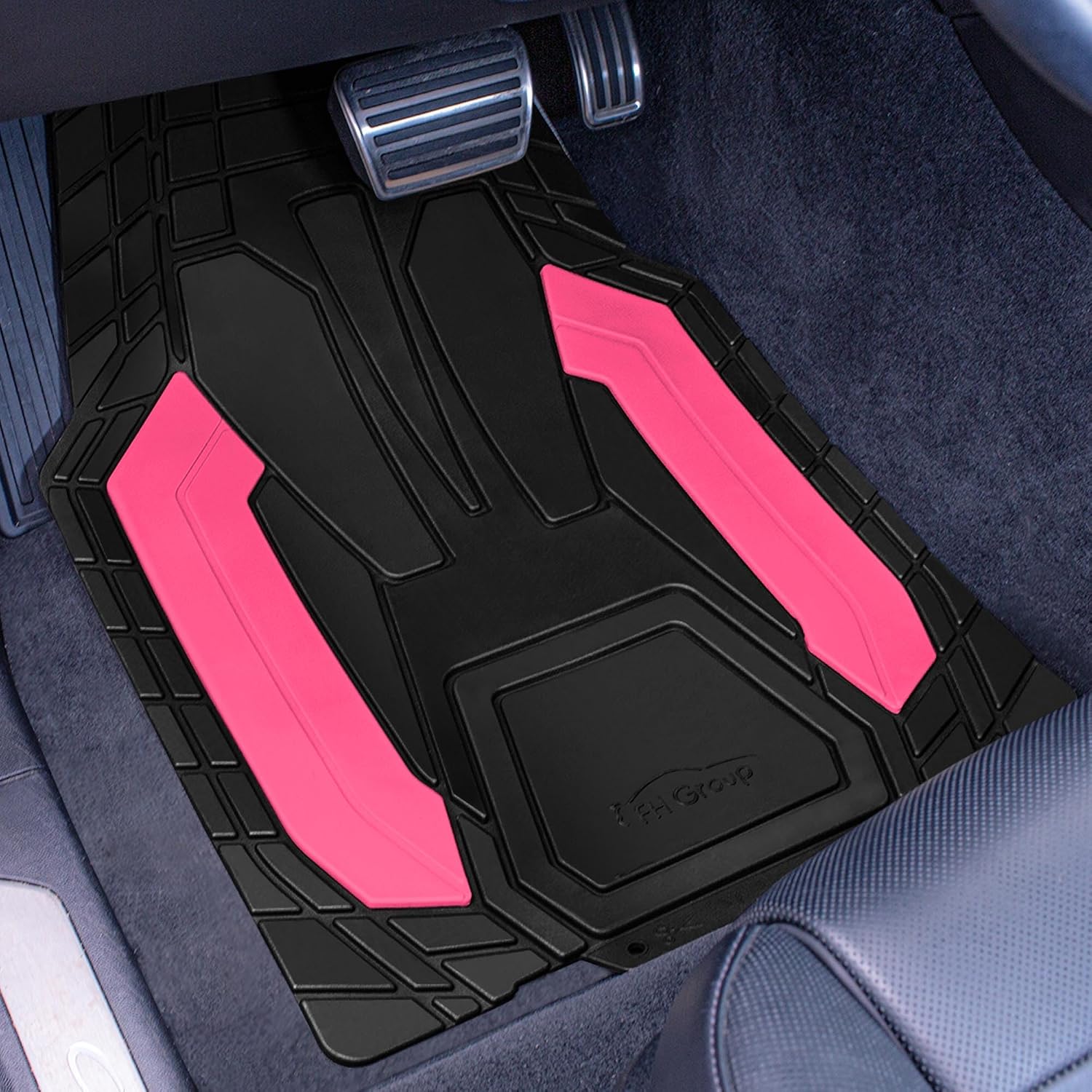 Heavy-Duty Rubber Floor Mats for Cars - Stripe Design, Universal Fit Full Set, Climaproof, Trimmable for Most Sedan