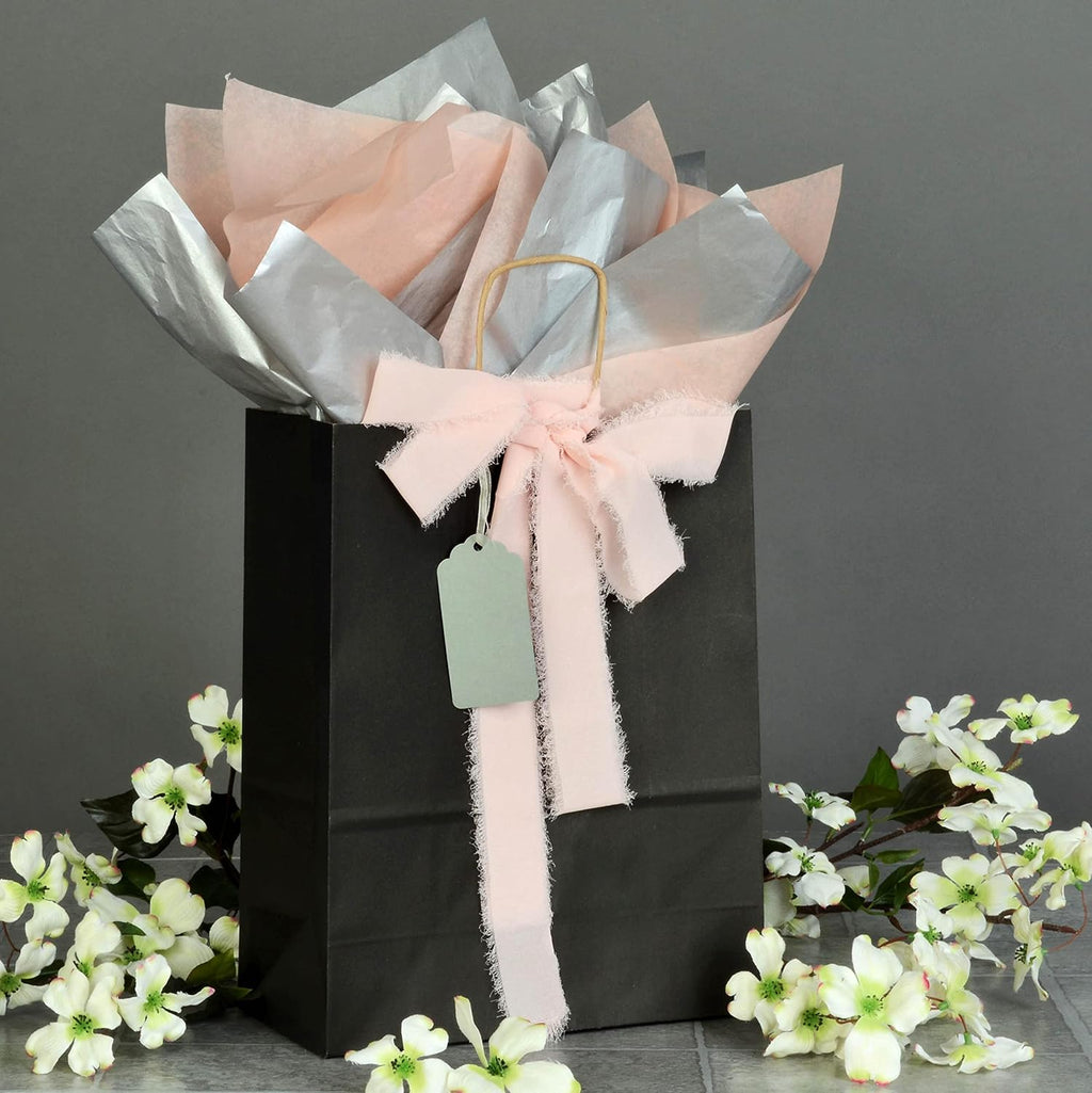 Paper Bags Bulk, Boutique Bags, 10x5x13 Inch, 50 Pack | Medium Black Gift Bags with Handles for Small Business