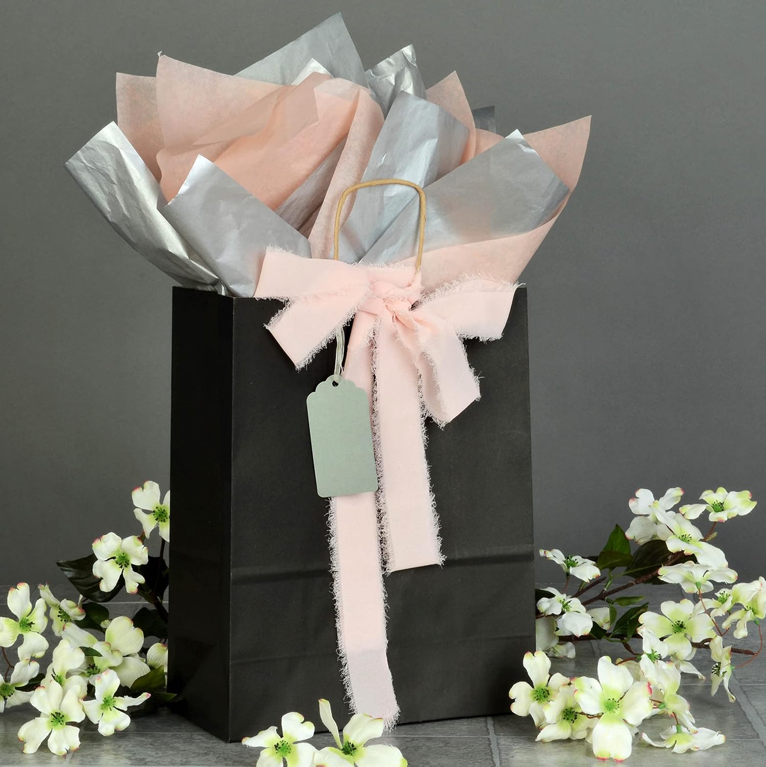 Paper Bags Bulk, Boutique Bags, 10x5x13 Inch, 50 Pack | Medium Black Gift Bags with Handles for Small Business