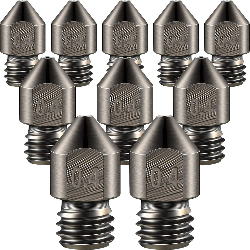 10 Pieces Hardened Steel Nozzle 0.4 Mm/ 1.75 mm 3D Printer Mk8 Nozzles High Temperature Wear Resistant Compatible