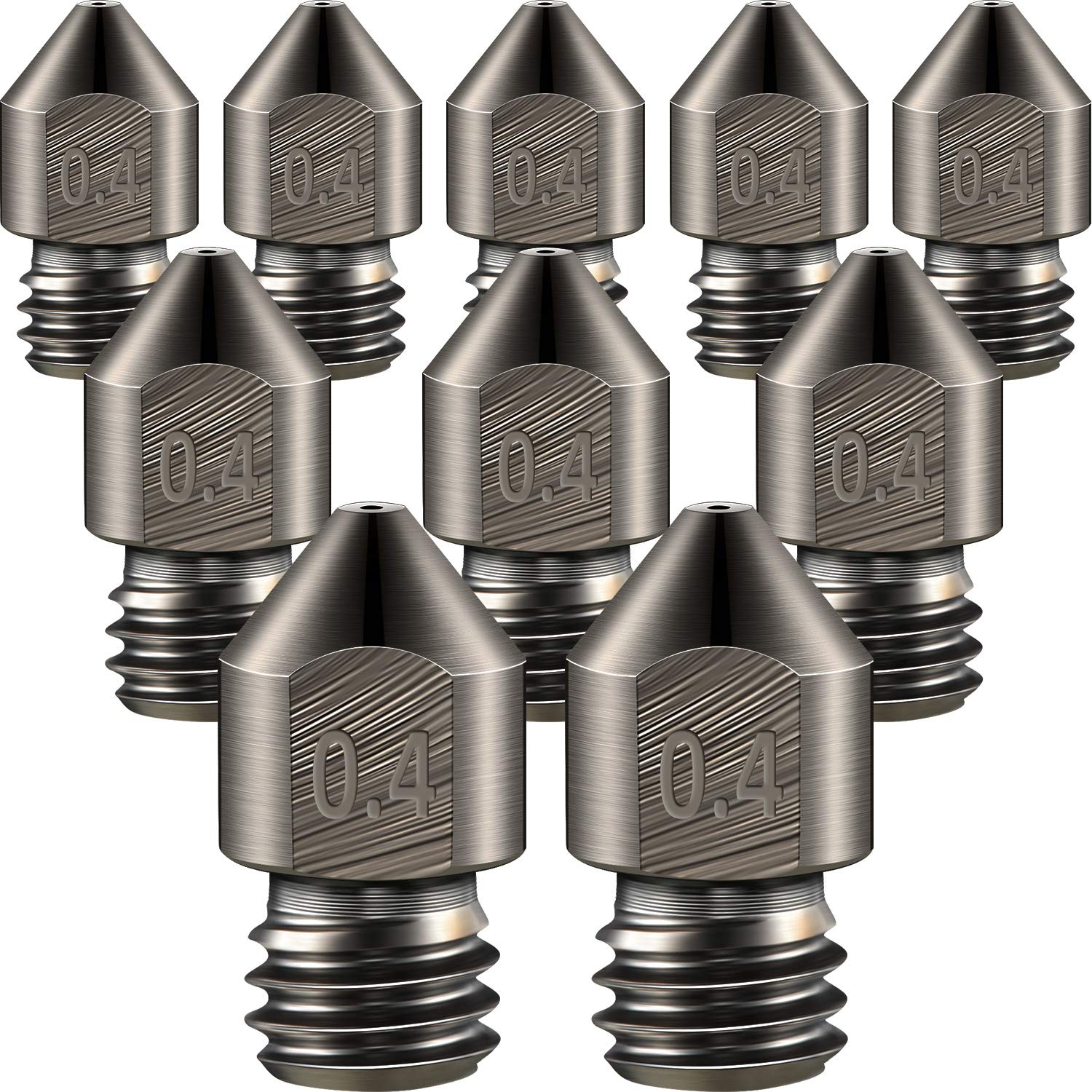 10 Pieces Hardened Steel Nozzle 0.4 Mm/ 1.75 mm 3D Printer Mk8 Nozzles High Temperature Wear Resistant Compatible