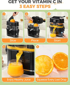 Dual-Head Electric Orange Juicer, Built-in Cutter Citrus Juicer Squeezer with Power Cord & Cleaning Brush, One-Touch