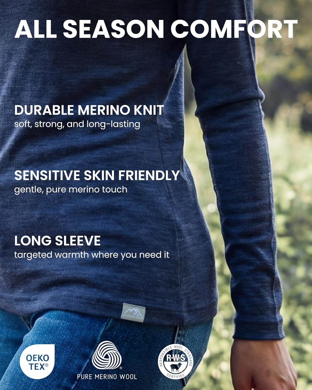 100% Merino Wool Base Layer Women - Thermal Underwear Set with Neck Gaiter | Midweight, Breathable Merino Wool Long