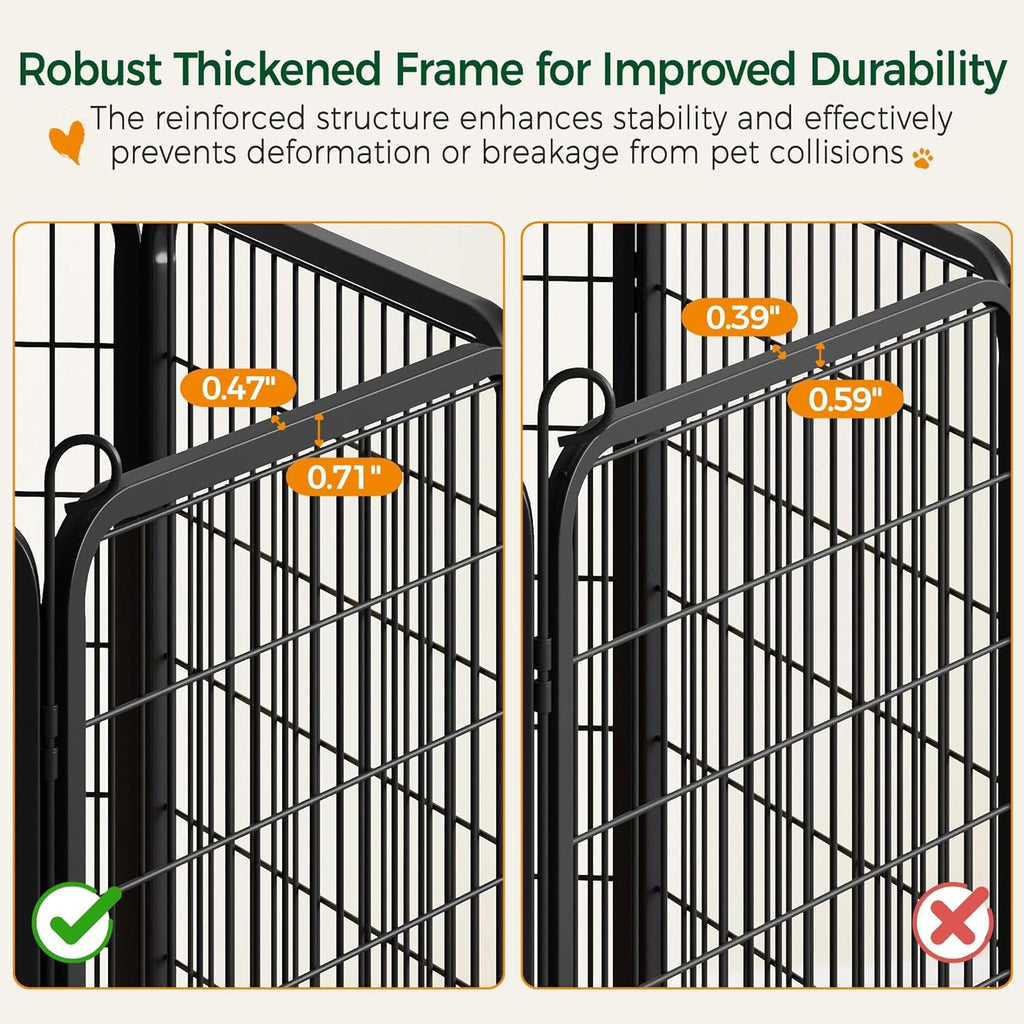 Dog Playpen, 40 Inch 8 Panels Heavy Duty Metal Pet Fence for Indoor Puppy Exercise Pen for RV Camping/Yard/Garden, Black