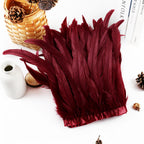 Burgundy Feather Trim for DIY Sewing Crafts, 10-12inch 2 Yards