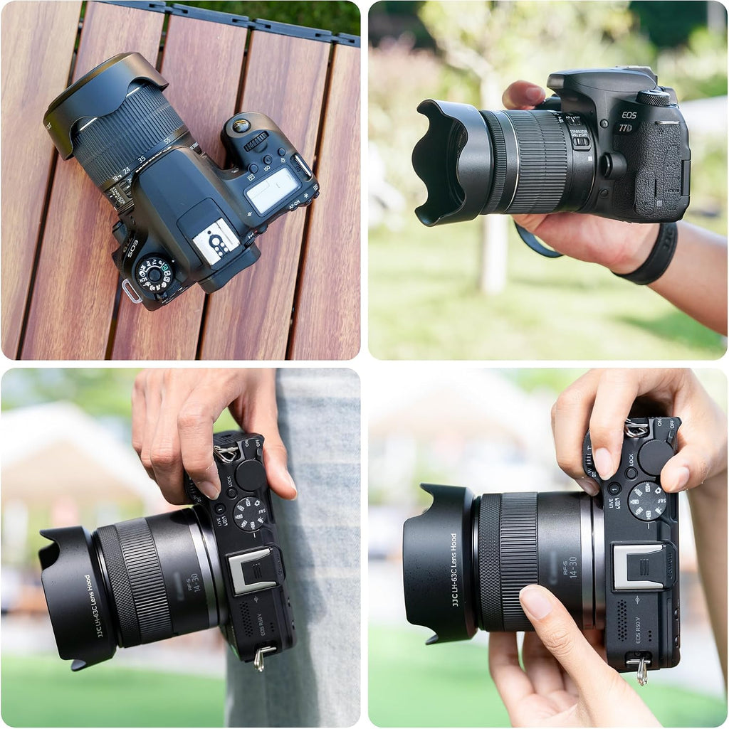 Reversible Lens Hood Shade Protector for Canon EF-S 18-55mm F3.5-5.6 F4-5.6 is STM & RF-S 14-30mm F4-6.3 IS on R50V &