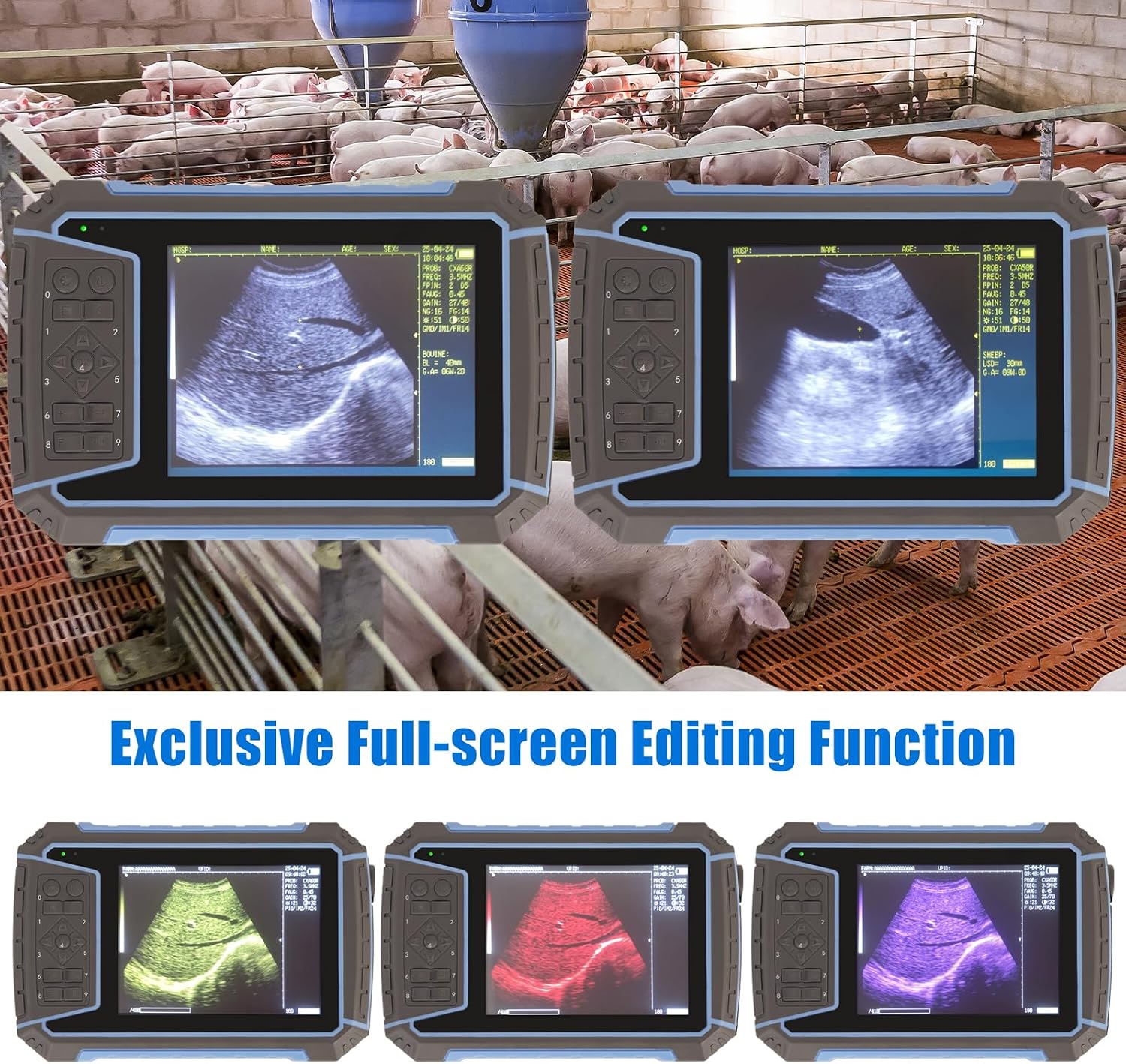 2025 Upgraded Veterinary Ultrasound Machine - with 3.5MHz Convex Probe, Pregnancy Portable Handheld Scanner B-Ultra