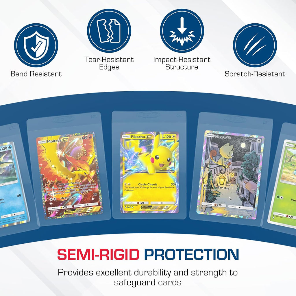 Semi-Rigid Card Holder #1 for Standard Cards up to 35 Pt, 50 Count | Crystal-clear rigid PVC holders fit sleeved or
