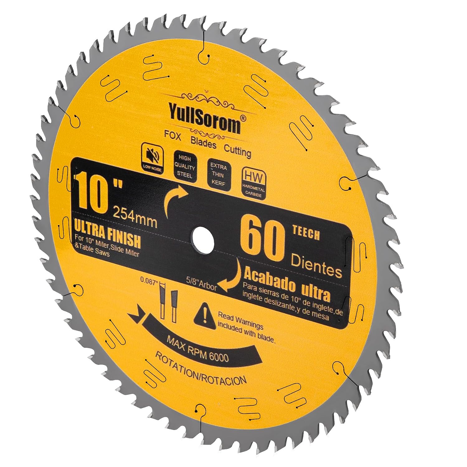 10 Inch Thin Kerf Fine Finish Crosscut Table Saw Blades, 60-Tooth ATB TCT Fine Finish Wood Cutting Circular Saw Blade