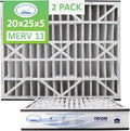 Air Bear 20x25x5 Air Filter MERV 13 (2-Pack) Pleated HVAC Air Filter Replacement (Actual Size: 19.75 x 24.25 x 4.9