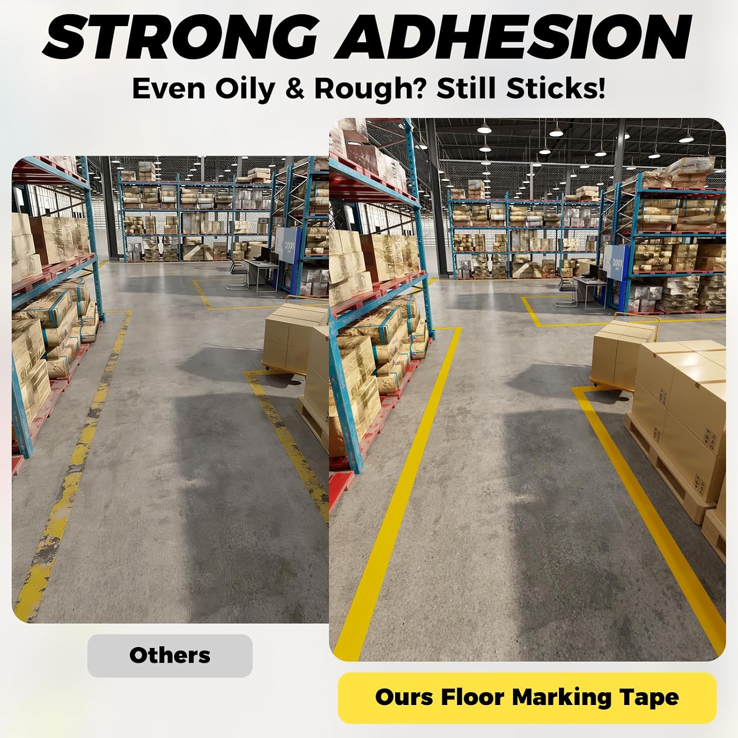 2" x 110FT Yellow Floor Marking Tape and Dance Splicing Tape, Caution Gym Floor Tape Warning Safety Stripe Tape for
