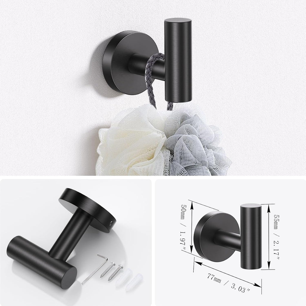 Bathroom Hardware Set, 4-Piece Towel Bar Set Include Toilet Paper Holder,Towel Ring and 2 Towel Hooks Stainless Steel