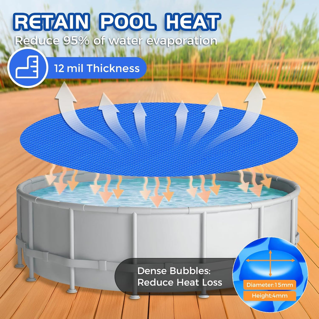 Bubble Solar Pool Cover 6 ft Round for Above Ground Inground Pools | Solar Bubble Wrap Covers for Hot Tub Spa Thermal