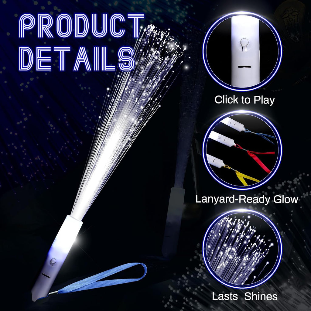 144 Pieces White Fiber Optic Wands Bulk LED Wedding Sparklers Send off Light up Wand Sticks with 3 Modes Flashing for