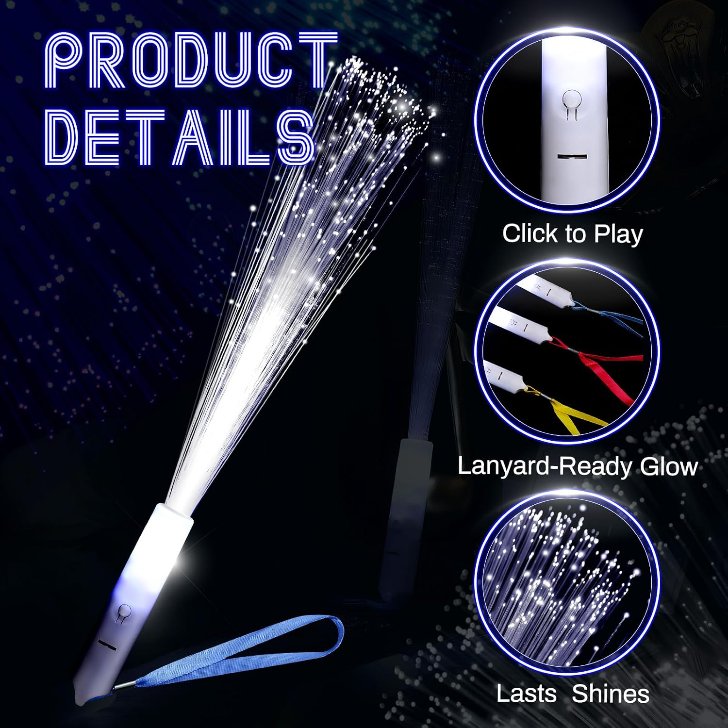 144 Pieces White Fiber Optic Wands Bulk LED Wedding Sparklers Send off Light up Wand Sticks with 3 Modes Flashing for
