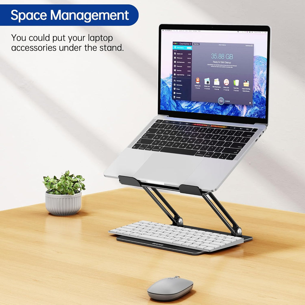 LS10 Laptop Stand for Desk, Ergonomic Adjustable Notebook Tablet Stand, Foldable Laptop Riser, Portable Desktop Book