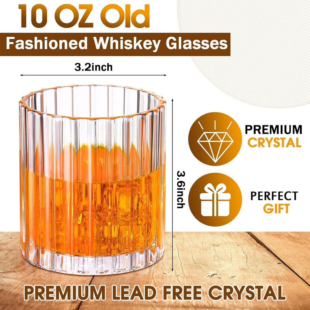 12 Pack Rocks Glasses, 10 oz Old Fashioned Tumblers,Vintage Ribbed