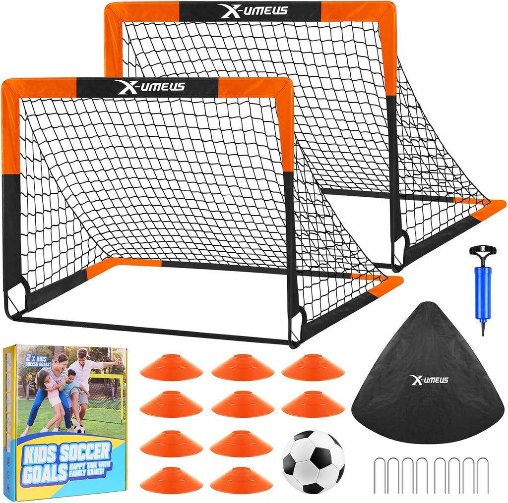 Kids Soccer Goals for Backyard Set of 2, 4 x 3 ft/6 x 4 Toddler Soccer Goal Training Equipment with Soccer Ball