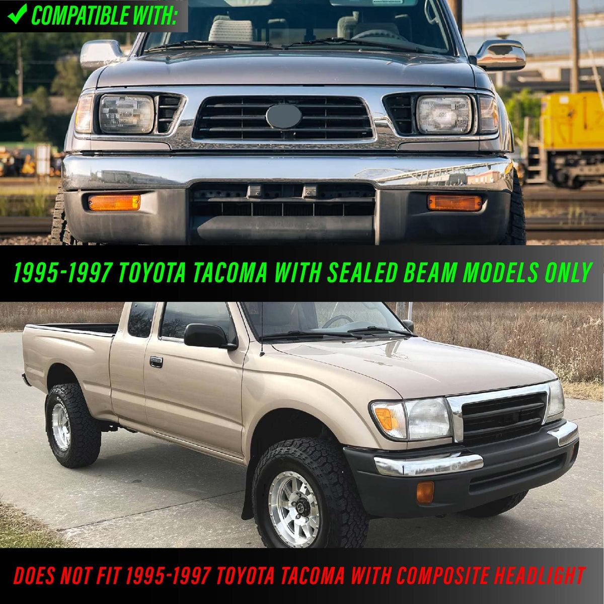 USR 95-97 Tacoma Pick Up 7x6 H6054 LED Sealed Beam Projector Headlight WITH Polarity Correction Module Low/High Beam
