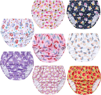 8 Packs Reusable Plastic Training Underwear for Girls and Waterproof Diaper Cover for Rubber Pants Girls 2t