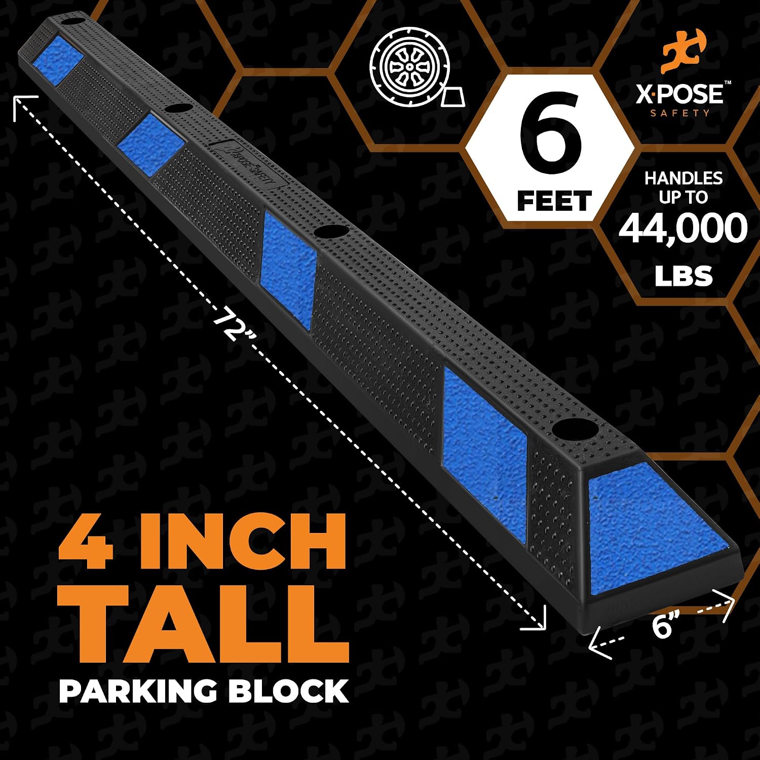 72" Heavy Duty Blue Rubber Parking Stopper (1 Pack) – Wheel Stop, Lot Bumper & Parking Curb for Handicap Parking
