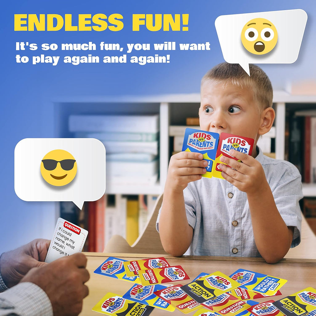 Kids VS Parents – A Hilarious Family Game with Conversation Starters & Fun Challenges – Card Game for Kids, Teens &