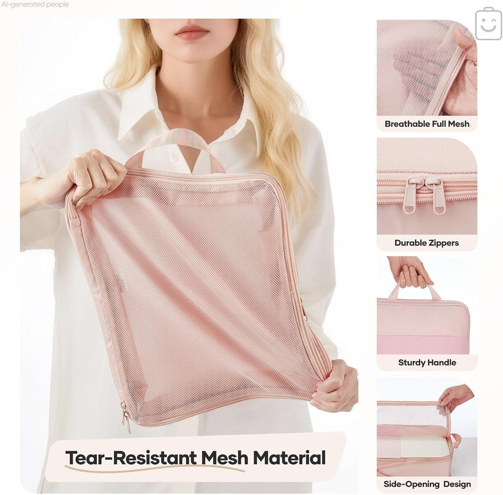 9/11 Set Compression Packing Cubes Garment Bags for Travel Essentials,Compressible Expandable Luggage Organizer Bags