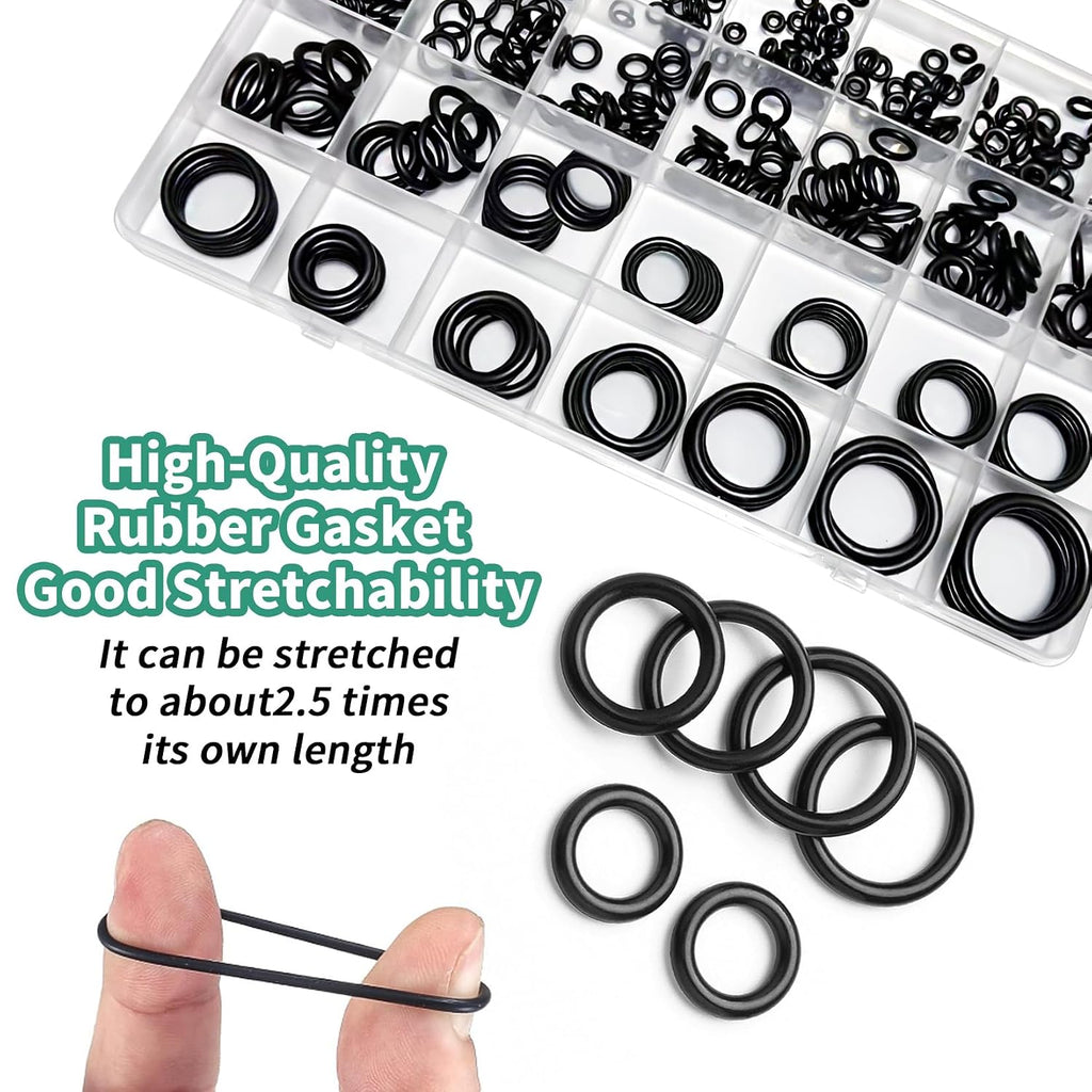 320Pcs Black Small Nitrile Rubber O-Ring Assortment Kit