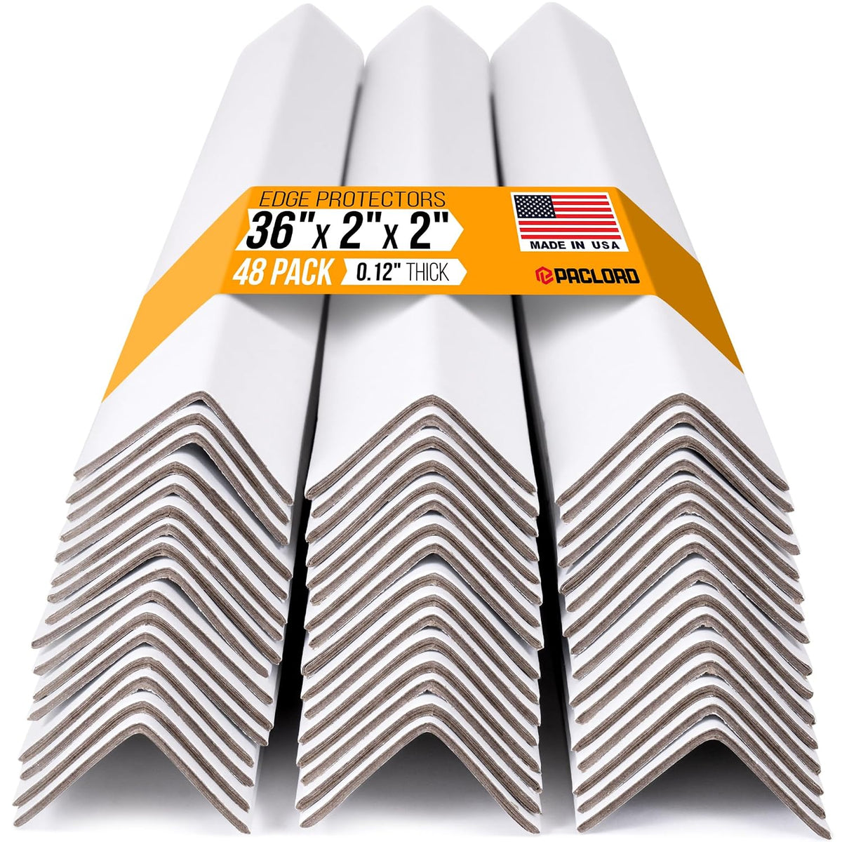 36" x 2" x 2" Reinforced Cardboard Edge Protectors, Pack of 48